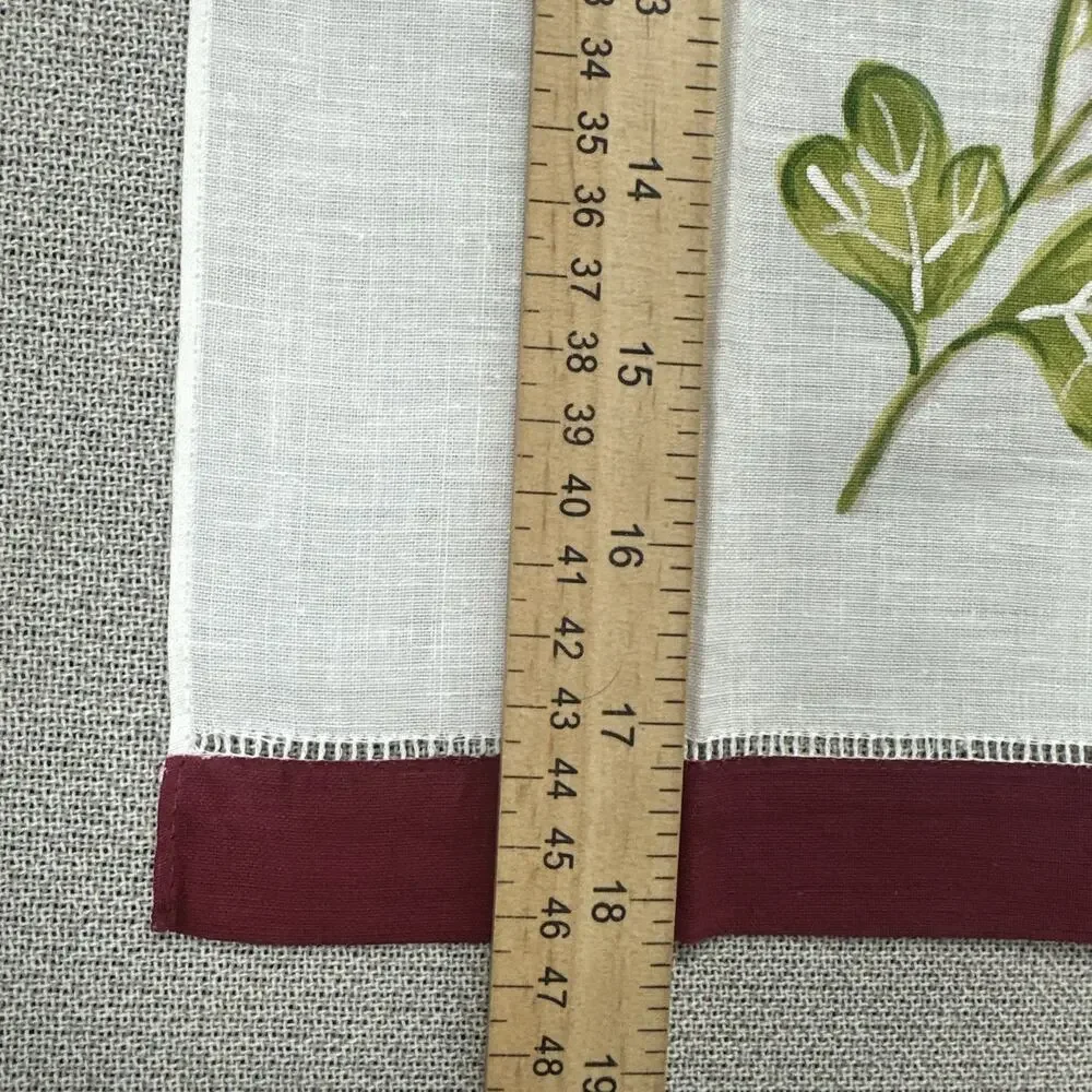 Set of Two (2) Tea Towels LINEN‎ White Maroon & Green Floral VTG Hand Painted